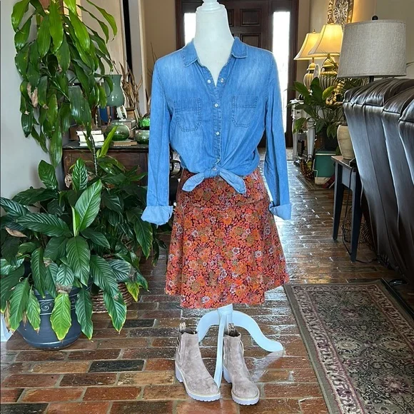 Vintage Mary Robin Corduroy Floral A-Line Skirt sz6 - Picture 2 of 13